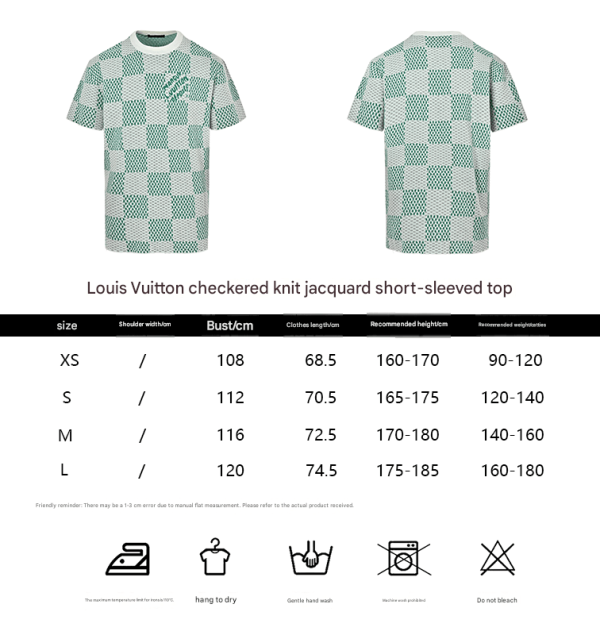 Louis Vuitton Jacquard Damier Short-Sleeved Cotton Crewneck- Vibrant Green