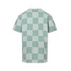 Louis Vuitton Jacquard Damier Short-Sleeved Cotton Crewneck- Vibrant Green