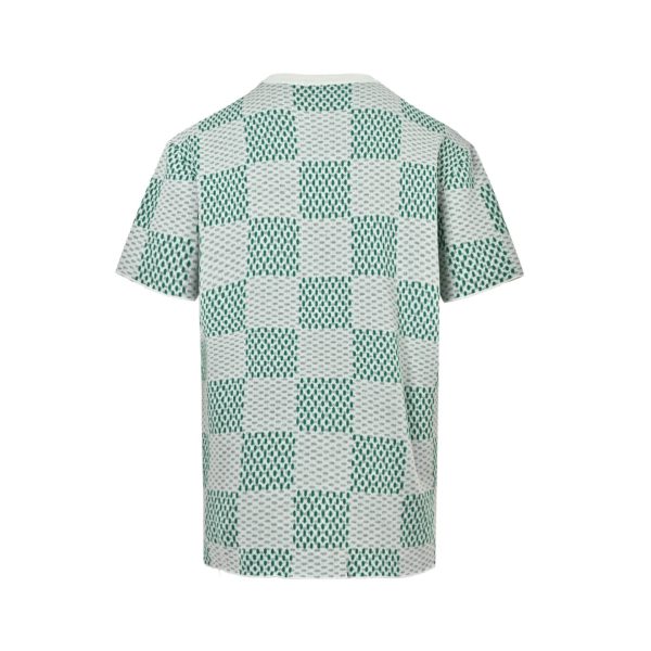 Louis Vuitton Jacquard Damier Short-Sleeved Cotton Crewneck- Vibrant Green