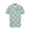 Louis Vuitton Jacquard Damier Short-Sleeved Cotton Crewneck- Vibrant Green