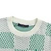 Louis Vuitton Jacquard Damier Short-Sleeved Cotton Crewneck- Vibrant Green