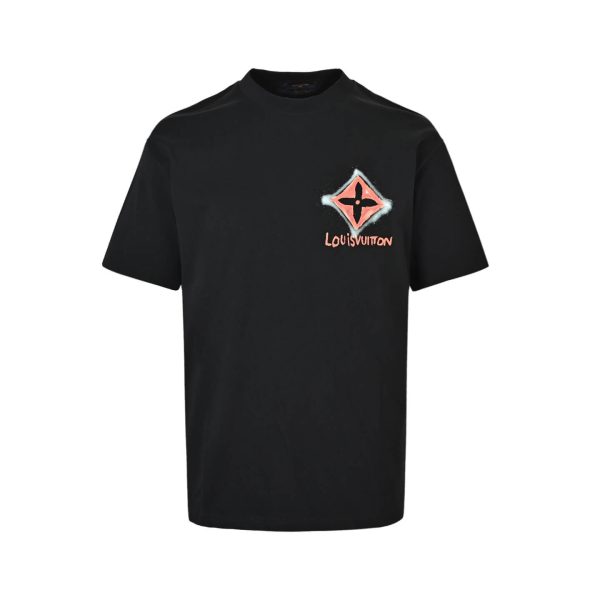 Louis Vuitton Monogram Flower 3D Gradient Print T-Shirt- Black