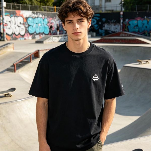 Moncler Logo-Patch Cotton T-Shirt- Black