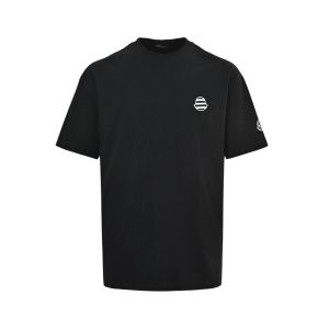 Moncler Logo-Patch Cotton T-Shirt- Black