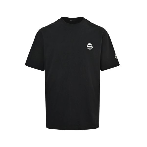 Moncler Logo-Patch Cotton T-Shirt- Black