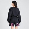 Off-White Diag Stencil Sweatshorts- Black with white and pink accents.