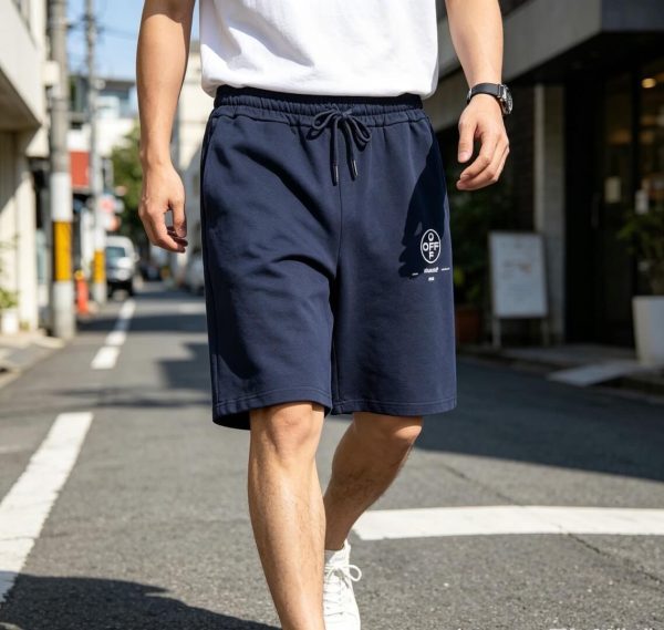 Off-White Diag Stencil Sweatshorts- Black with white and pink accents.