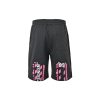 Off-White Diag Stencil Sweatshorts- Black with white and pink accents.