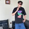 Prada Colorful Hand-Painting Logo T-Shirt- Black