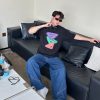 Prada Colorful Hand-Painting Logo T-Shirt- Black