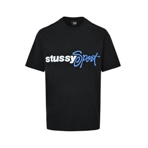 Stussy Sport Script Tee Crew Neck T-Shirt- Black