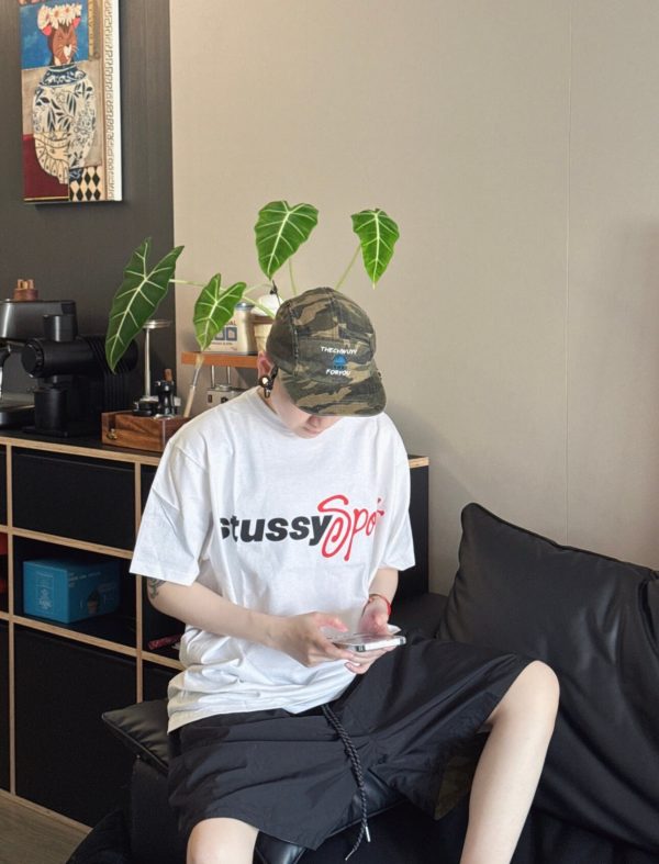 Stussy Sport Script Tee Crew Neck T-Shirt- White