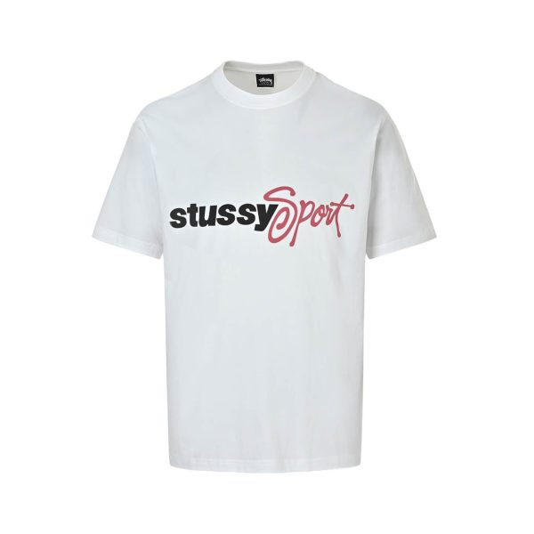 Stussy Sport Script Tee Crew Neck T-Shirt- White
