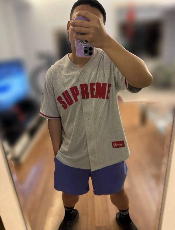 Supreme Ultrasuede Mesh Baseball Jersey- Gray