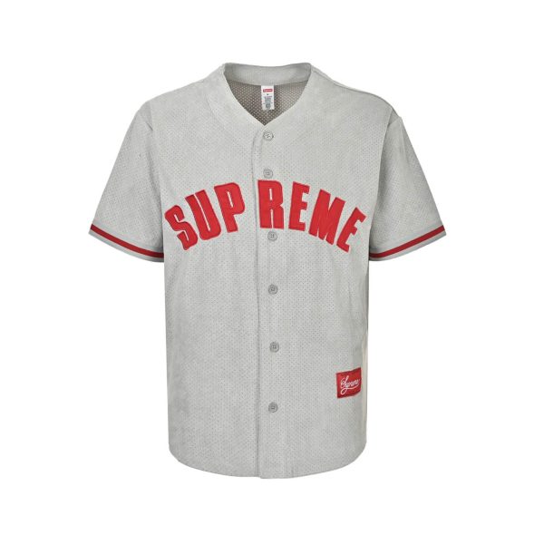 Supreme Ultrasuede Mesh Baseball Jersey- Gray