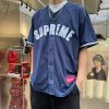 Supreme Ultrasuede Mesh Baseball Jersey- Navy Blue