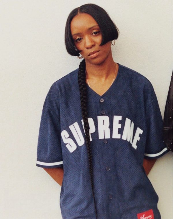 Supreme Ultrasuede Mesh Baseball Jersey- Navy Blue
