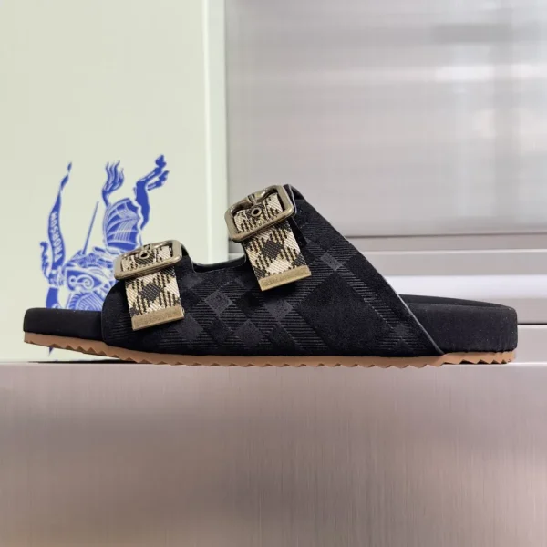 Burberry Check Suede Urchin Men's Sandal - Black