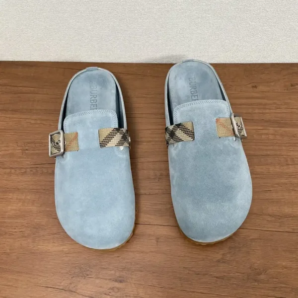 Burberry Urchin Men's Check Suede Slide with Buckle