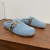 Burberry Urchin Men's Check Suede Slide with Buckle