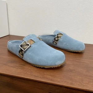 burberry-mens-check-suede-slide-buckle-side-view-3 Burberry Urchin Men's Check Suede Slide with Buckle