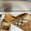 Burberry Urchin Brown Suede Men's Sandal with Plaid