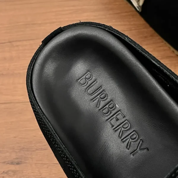 Burberry Urchin Men's Black Suede Slide with B-Buckle