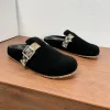 Burberry Urchin Men's Black Suede Slide with B-Buckle