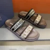 Dior Dway Men's Black Embroidered Cotton Slide