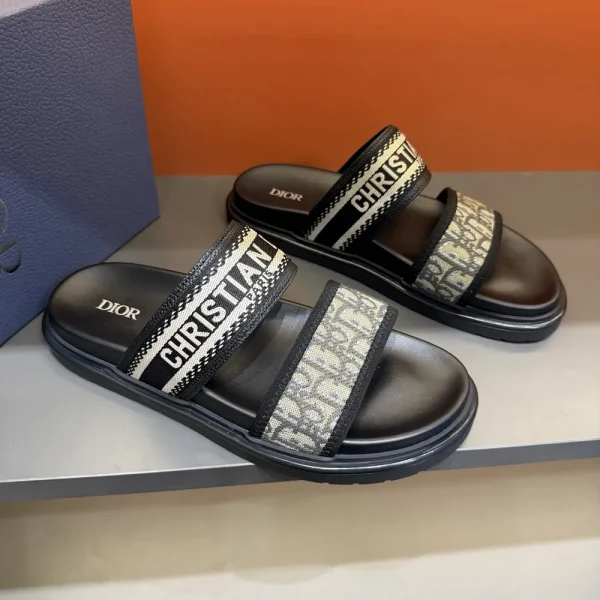 dior-dway-mens-black-embroidered-slide-side-view-3 Dior Dway Men's Black Embroidered Slide