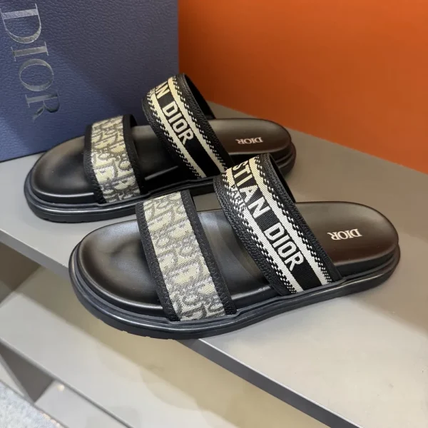 dior-dway-mens-black-embroidered-slide-side-view-4 Dior Dway Men's Black Embroidered Slide