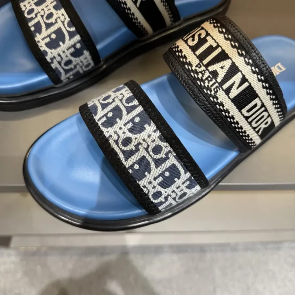 dior-dway-mens-embroidered-deep-blue-slide-overhead-view-2 Dior Dway Men's Deep Blue Embroidered Slide
