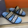 dior-dway-mens-embroidered-deep-blue-slide-overhead-view-4 Dior Dway Men's Deep Blue Embroidered Slide