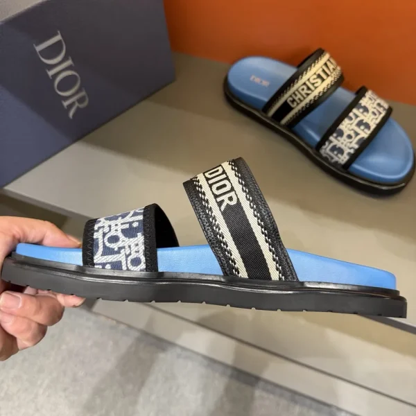 dior-dway-mens-embroidered-deep-blue-slide-side-view Dior Dway Men's Deep Blue Embroidered Slide