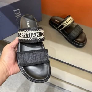 dior-dway-mens-slides-cotton-embroidered-detail-view Dior Dway Men's Slides - Embroidered Cotton