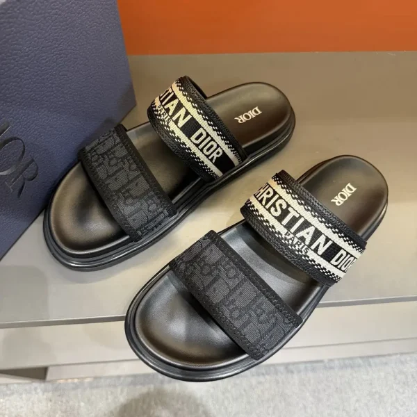 Dior Dway Men's Slides - Embroidered Cotton