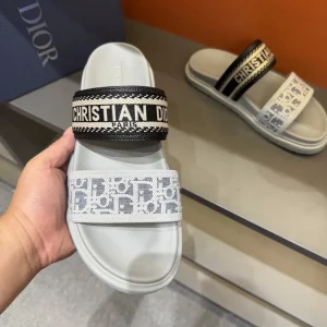 dior-dway-slide-embroidered-cotton-overhead-view Dior Dway Men's Slide with Embroidered Cotton