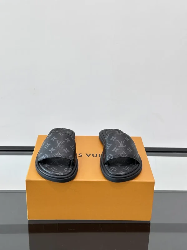 Louis Vuitton Monogram LV Easy Mules Black Leather Slide