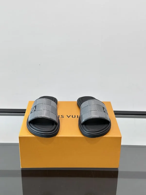 Louis Vuitton Black Leather Slide - LV Easy Mules