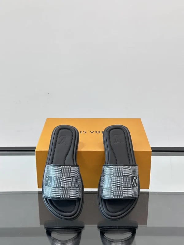 Louis Vuitton Black Leather Slide - LV Easy Mules