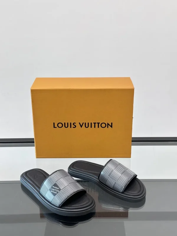 Louis Vuitton Black Leather Slide - LV Easy Mules