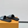 Louis Vuitton Black Leather Slide - LV Easy Mules