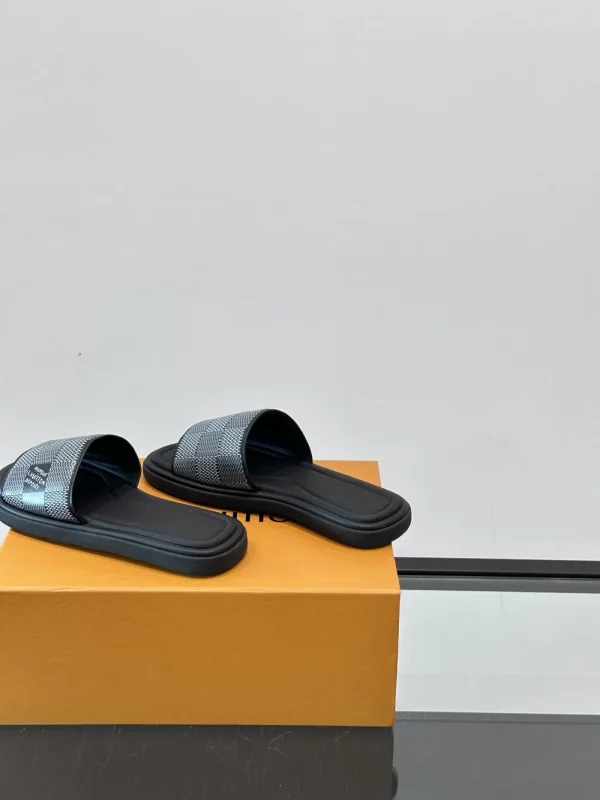 Louis Vuitton Black Leather Slide - LV Easy Mules