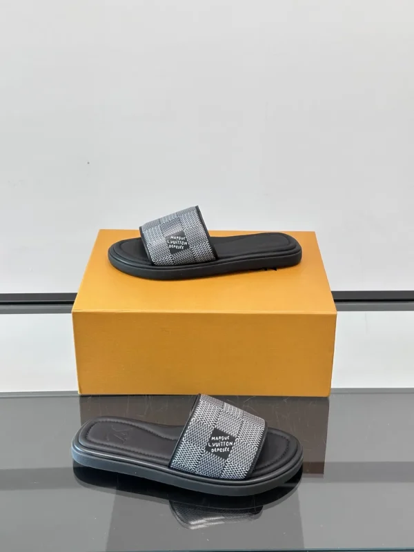 Louis Vuitton Black Leather Slide - LV Easy Mules