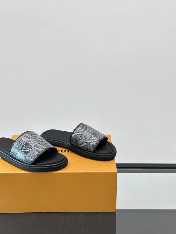 Louis Vuitton Black Leather Slide - LV Easy Mules