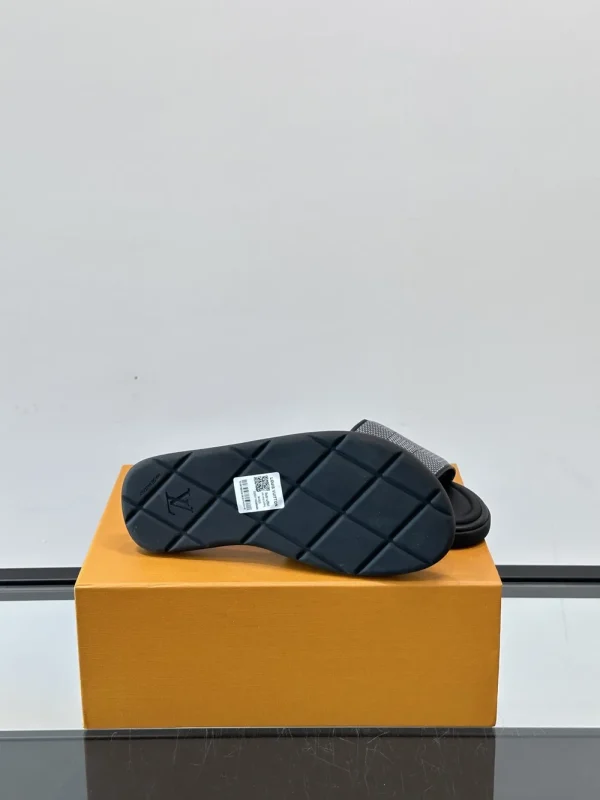 Louis Vuitton Black Leather Slide - LV Easy Mules