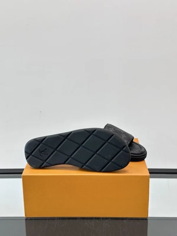 Louis Vuitton Monogram LV Easy Mules Black Leather Slide