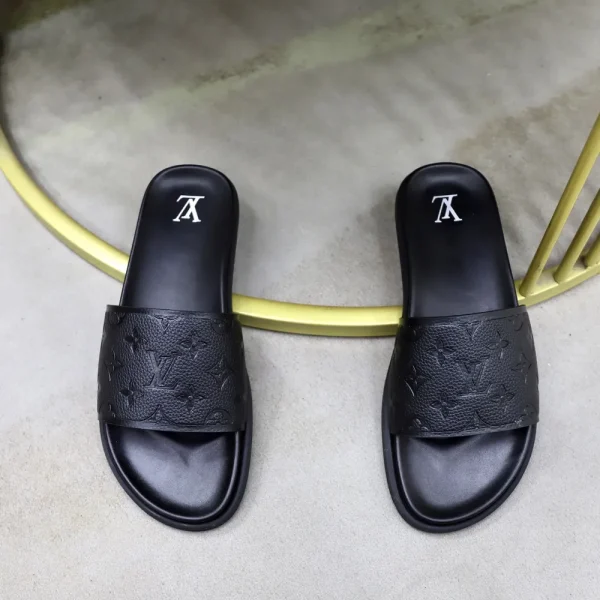 Louis Vuitton Men's Black Rubber Slide - Waterproof Mule