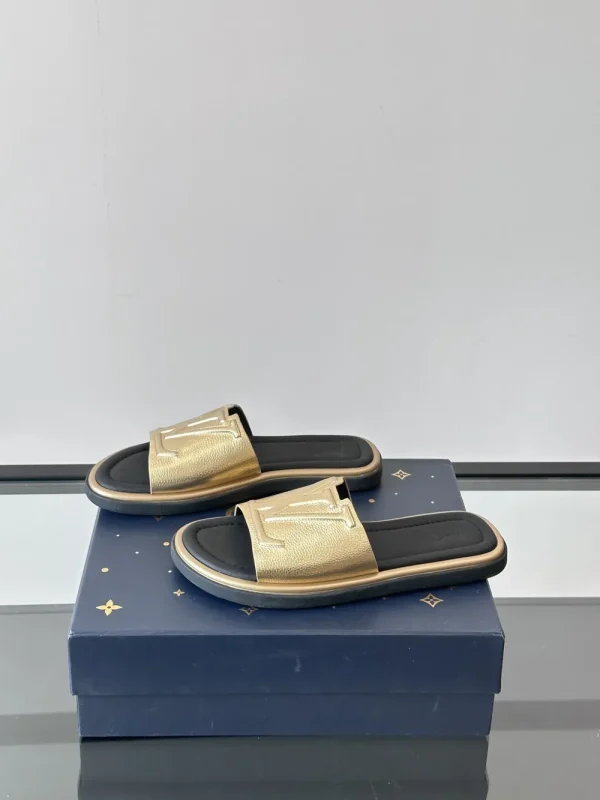 Louis Vuitton Sunbath Men's Gold Leather Slide