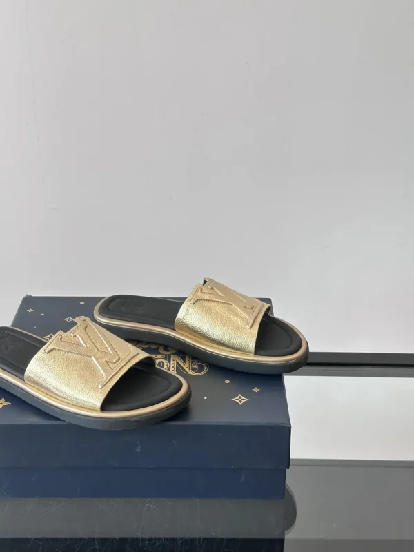 Louis Vuitton Sunbath Men's Gold Leather Slide